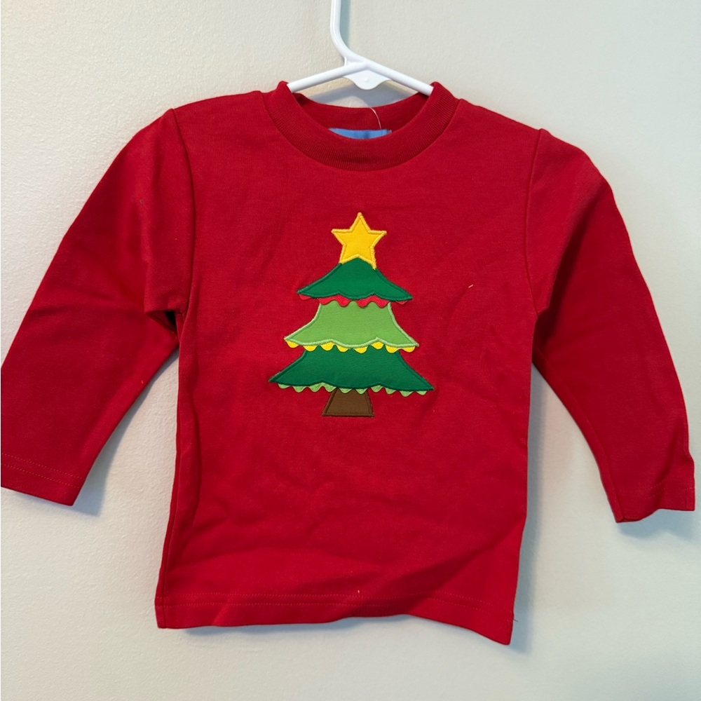 Monday’s Child Red Long Sleeve Christmas Tree Shirt